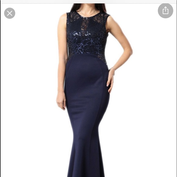 Fits 6-8 Navy mesh top mermaid maxi - Picture 4 of 9